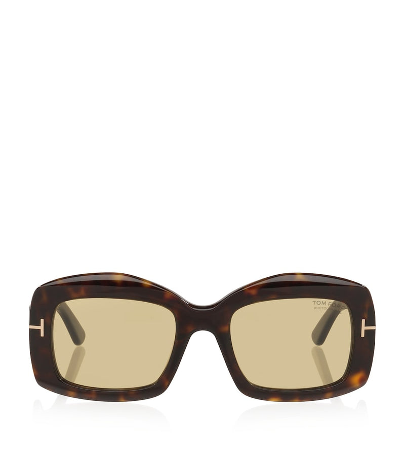 TOM FORD Venetia oversized acetate sunglasses with gold T detail, imported from the UK