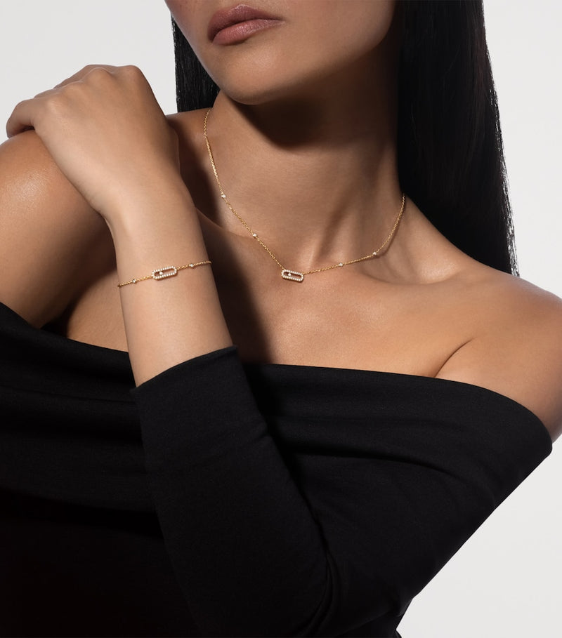 Messika Move Uno bracelet in 18kt yellow gold with moving diamond 0.19ct, UK version