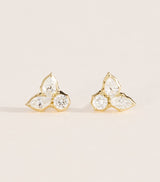 Harrods Jade Trau Yellow Gold and Diamond Poppy Cluster Stud Earrings- Buy online at McGrocer