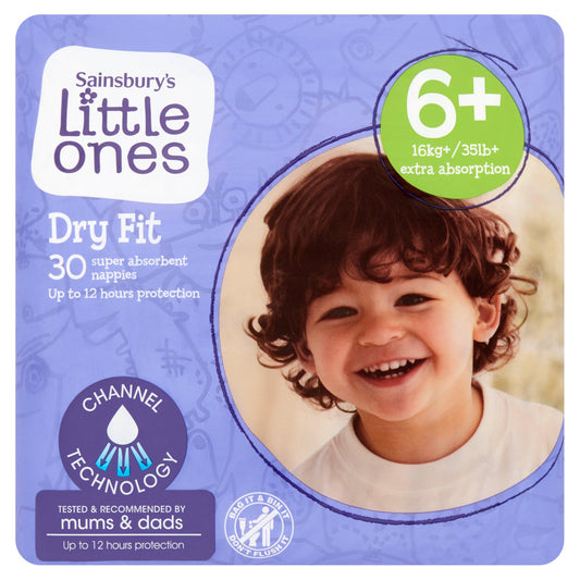 Sainsbury's Little Ones Dry Fit Size 6+ 30 Nappies nappies Sainsburys   