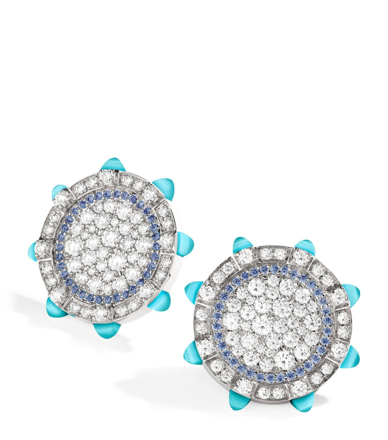 MARLI New York Tip-Top earrings with diamonds and chalcedony (British brand)