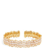 Harrods Suzanne Kalan Yellow Gold and Diamond Classic Three-Row Cuff- Buy online at McGrocer