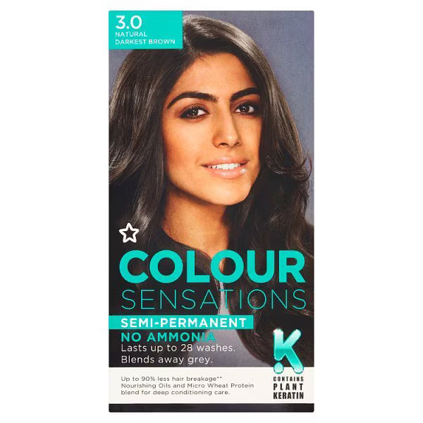 Superdrug Sensations Darkest Brown Hair Dye (British brand)