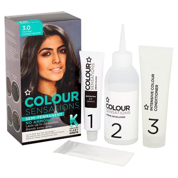 Superdrug Sensations Darkest Brown Hair Dye (British brand)