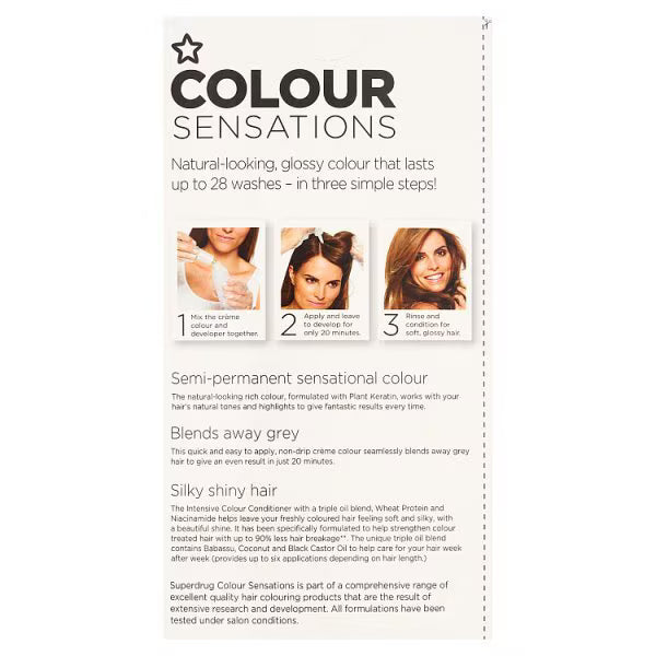 Superdrug Sensations Darkest Brown Hair Dye (British brand)