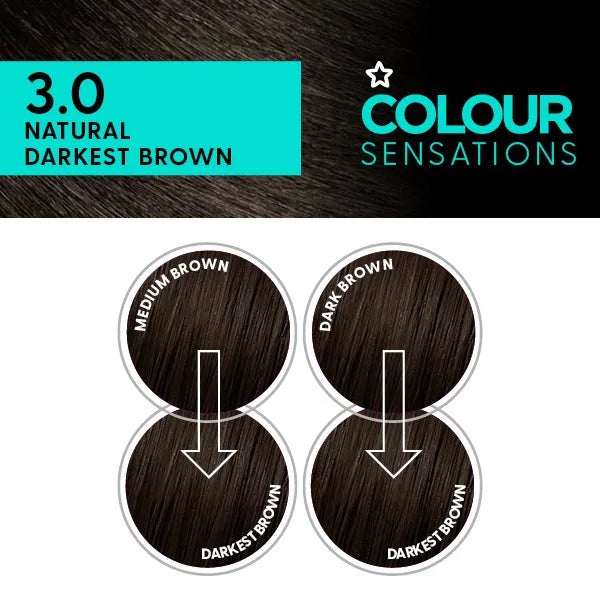 Superdrug Sensations Darkest Brown Hair Dye (British brand)