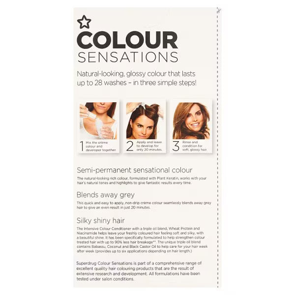 Superdrug Sensations Darkest Brown Hair Dye (British brand)