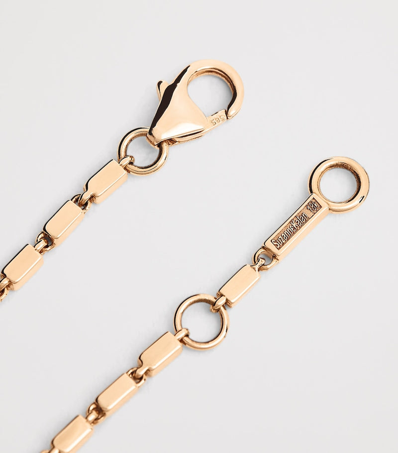 Suzanne Kalan rose gold and diamond block chain bracelet, imported from the UK