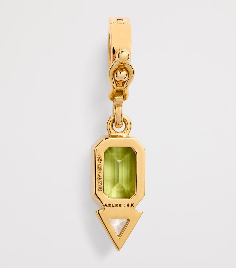 Azlee yellow gold peridot diamond August charm - British product