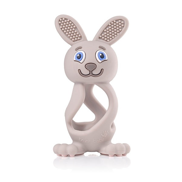 Brush Baby Bobbie Bunny teether toy Cappuccino Grey - British product