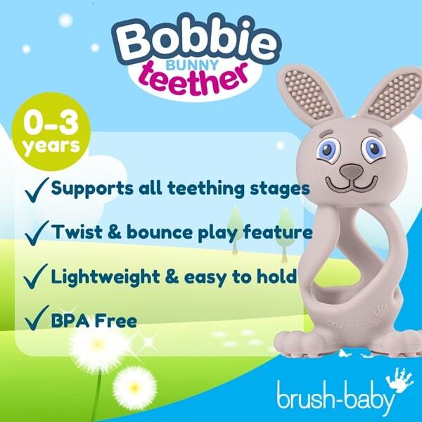 Brush Baby Bobbie Bunny teether toy Cappuccino Grey - British product