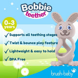 Brush Baby Bobbie Bunny teether toy Cappuccino Grey - British product
