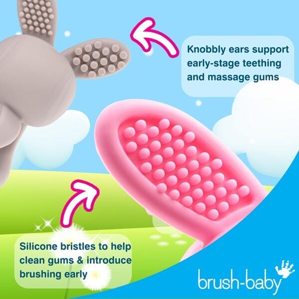 Brush Baby Bobbie Bunny teether toy Cappuccino Grey - British product