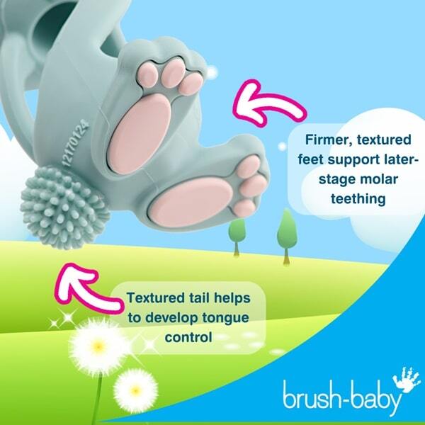 Brush Baby Bobbie Bunny teether toy Cappuccino Grey - British product
