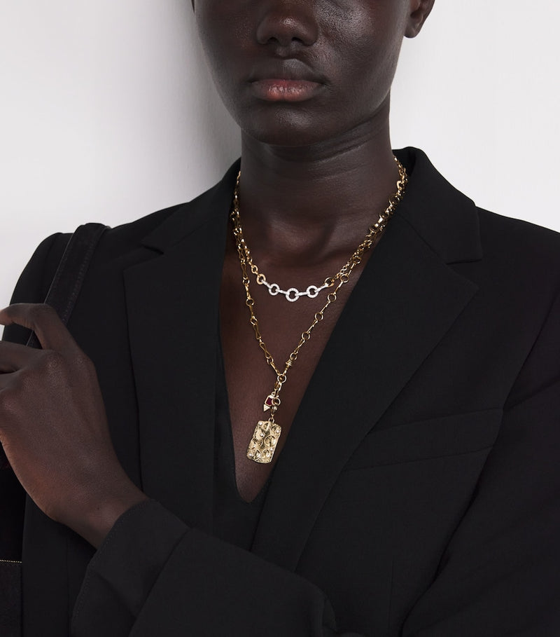 Azlee yellow gold chain necklace large motif, imported from the UK