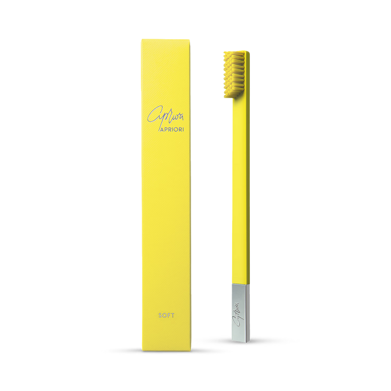 Apriori sunflower yellow silver soft toothbrush (British brand)