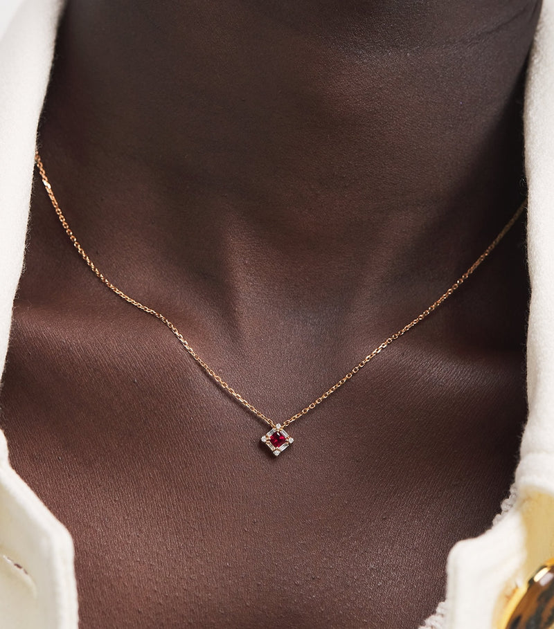 Suzanne Kalan rose gold ruby diamond mini princess pendant necklace (British brand)