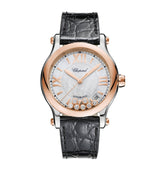 Harrods Chopard Rose Gold, Stainless Steel and Diamond Happy Sport Watch 36mm- Buy online at McGrocer