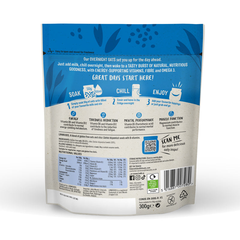 Linwoods Overnight Oats Original Energy 300g gluten free - British product
