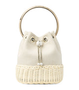 Harrods Jimmy Choo Bon Bon Canvas and Raffia Top-Handle Bag- Buy online at McGrocer