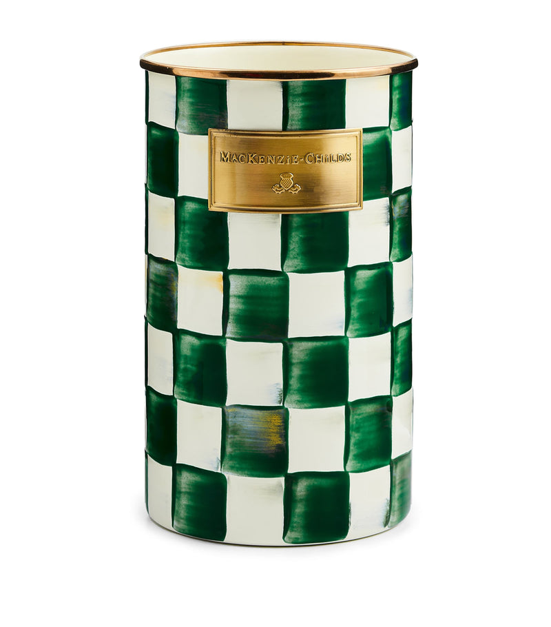 MacKenzie-Childs Emerald Check utensil holder, imported from the UK
