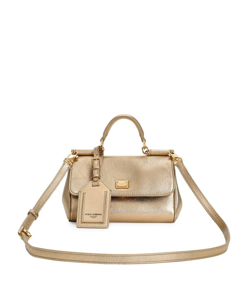 Dolce&Gabbana My Sicily cross-body bag in gold laminated calfskin, UK version