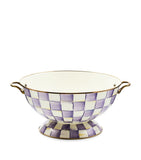 MacKenzie-Childs Violet Check enamel bowl with brass handles, UK version
