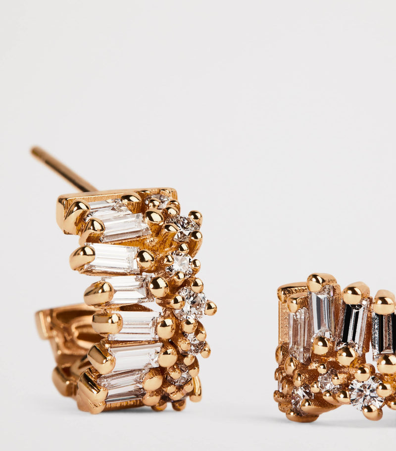 Suzanne Kalan rose gold diamond hoop earrings (British brand)