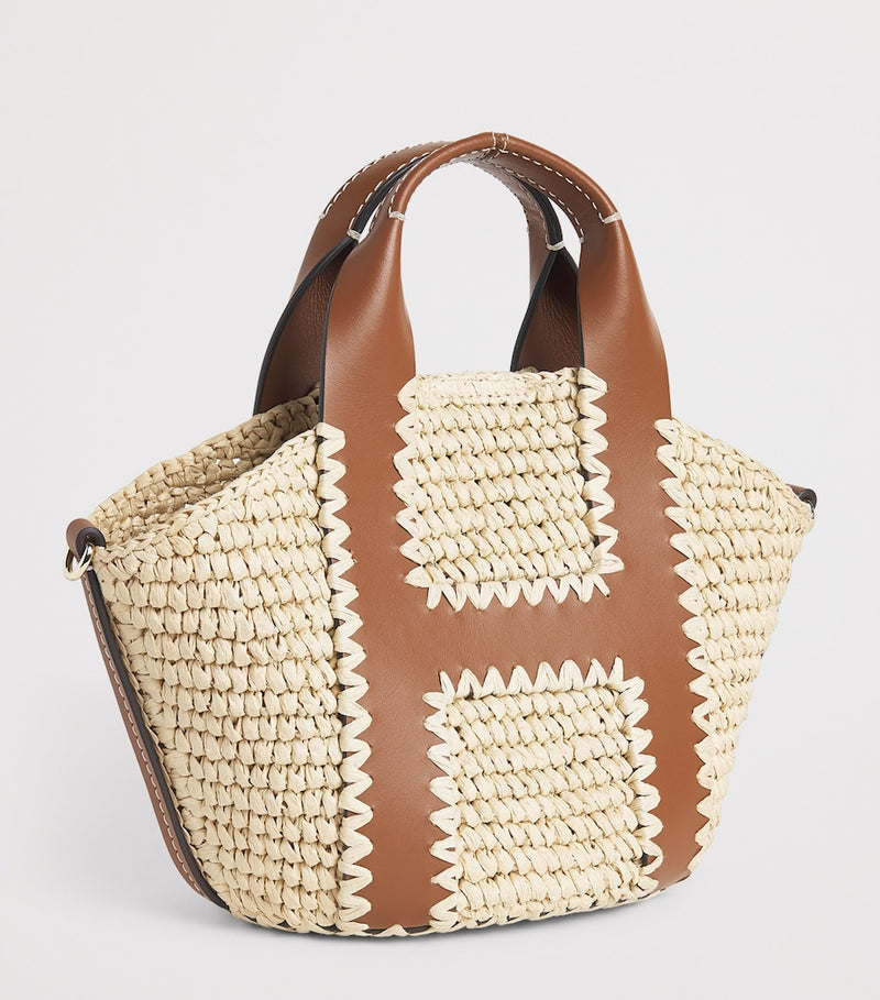 Harrods small raffia tote bag, imported from the UK