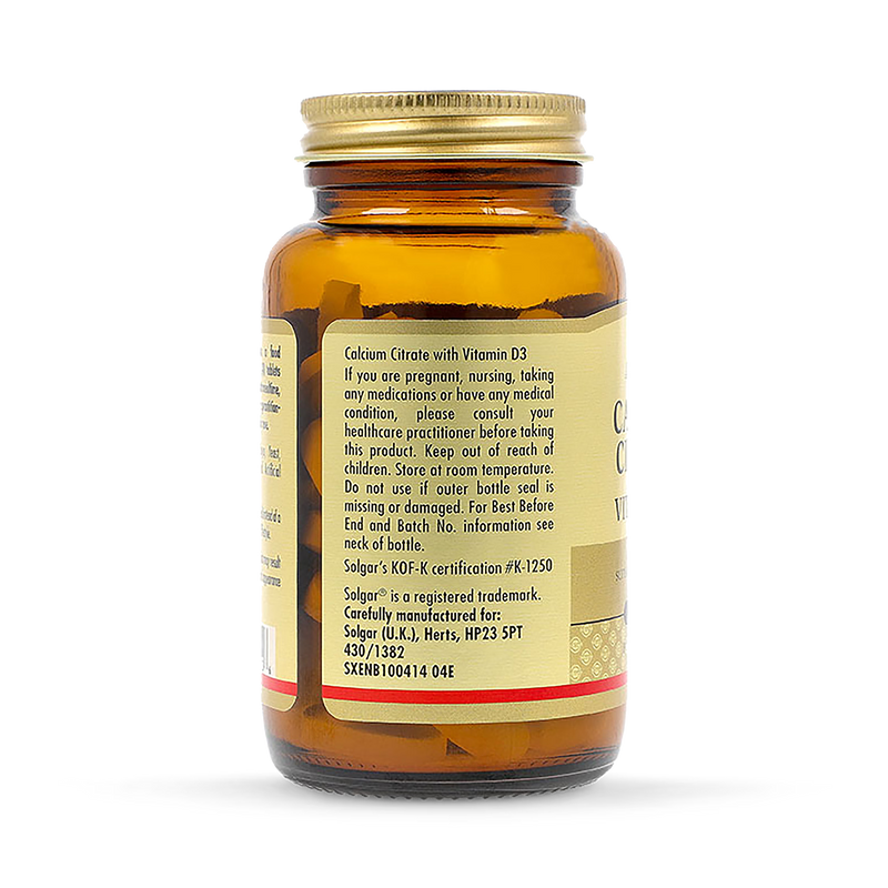 Solgar Calcium Citrate with Vitamin D3 60 Tablets, imported from the UK