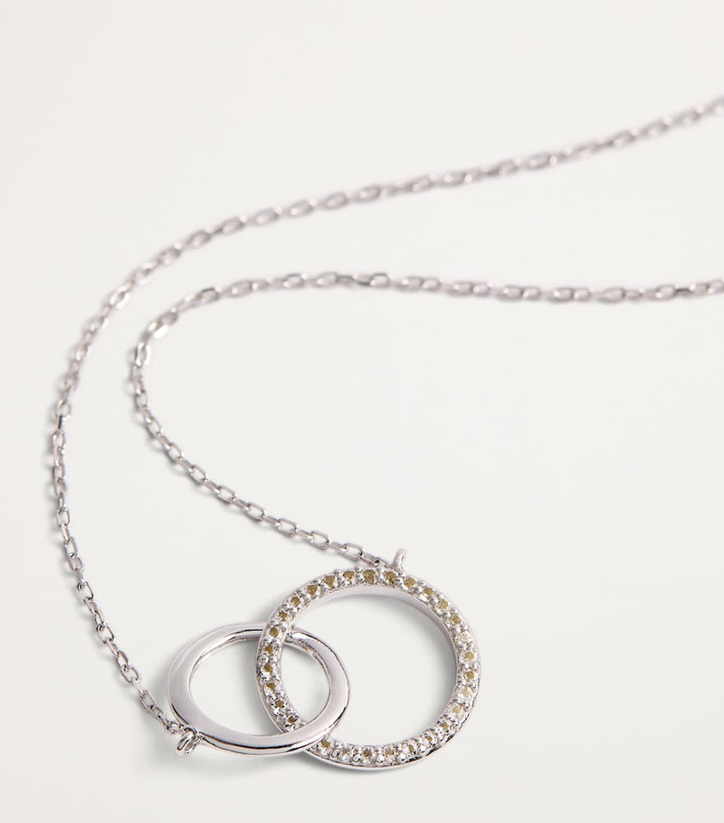 Astrid & Miyu Orbit necklace white gold topaz (British brand)