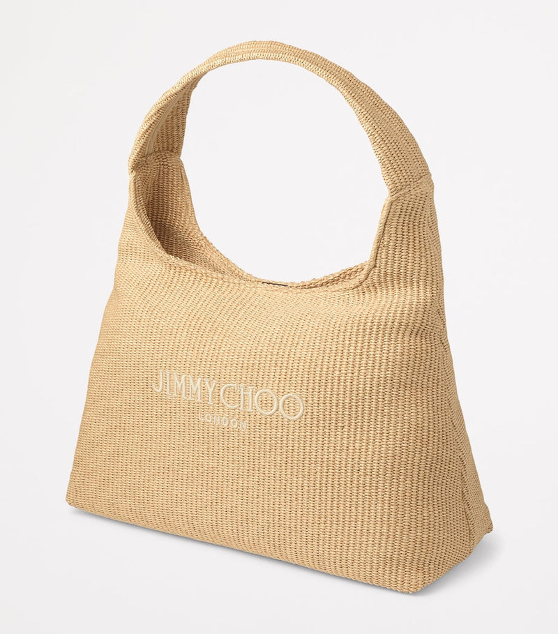 Jimmy Choo raffia beach diamond shoulder bag, imported from the UK