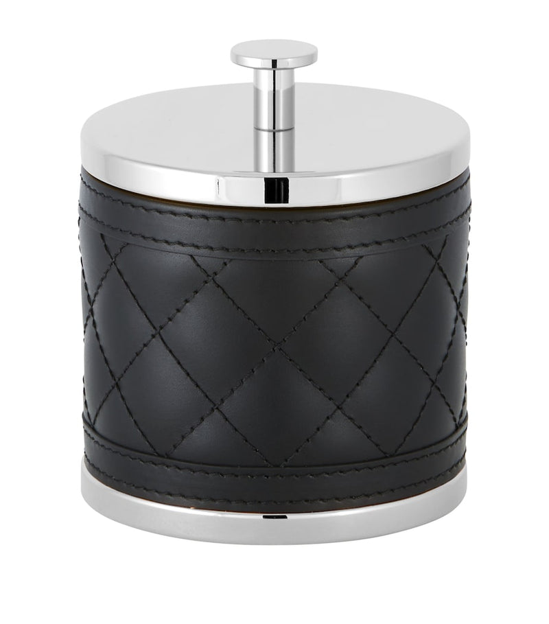 Riviere leather quilted round storage box, imported from the UK