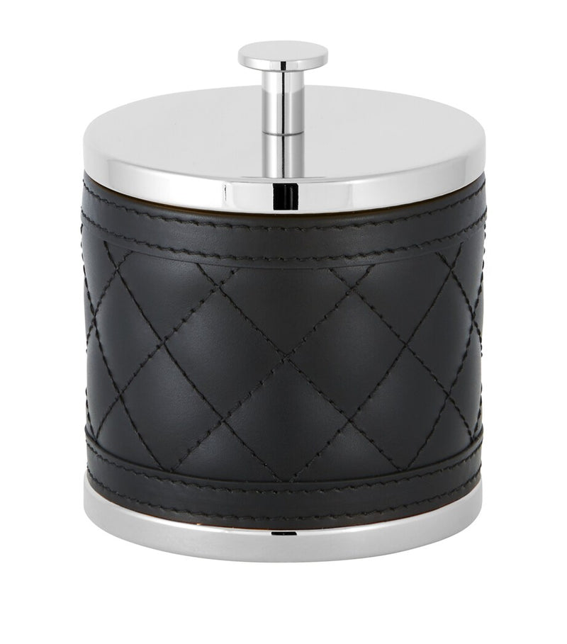 Riviere leather quilted round storage box, imported from the UK
