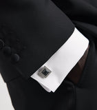 Tateossian palladium-plated cufflinks and studs set with hematite, imported from the UK