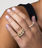David Morris yellow gold diamond triolette ring, imported from the UK