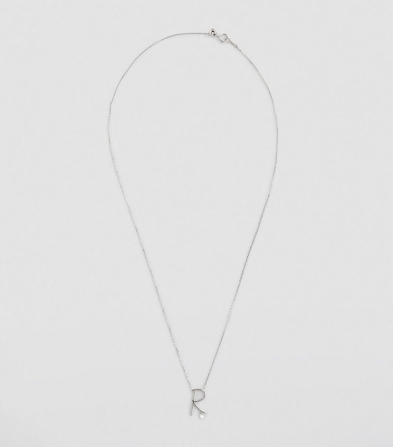 Persée white gold alphabet necklace letter R diamond (British brand)