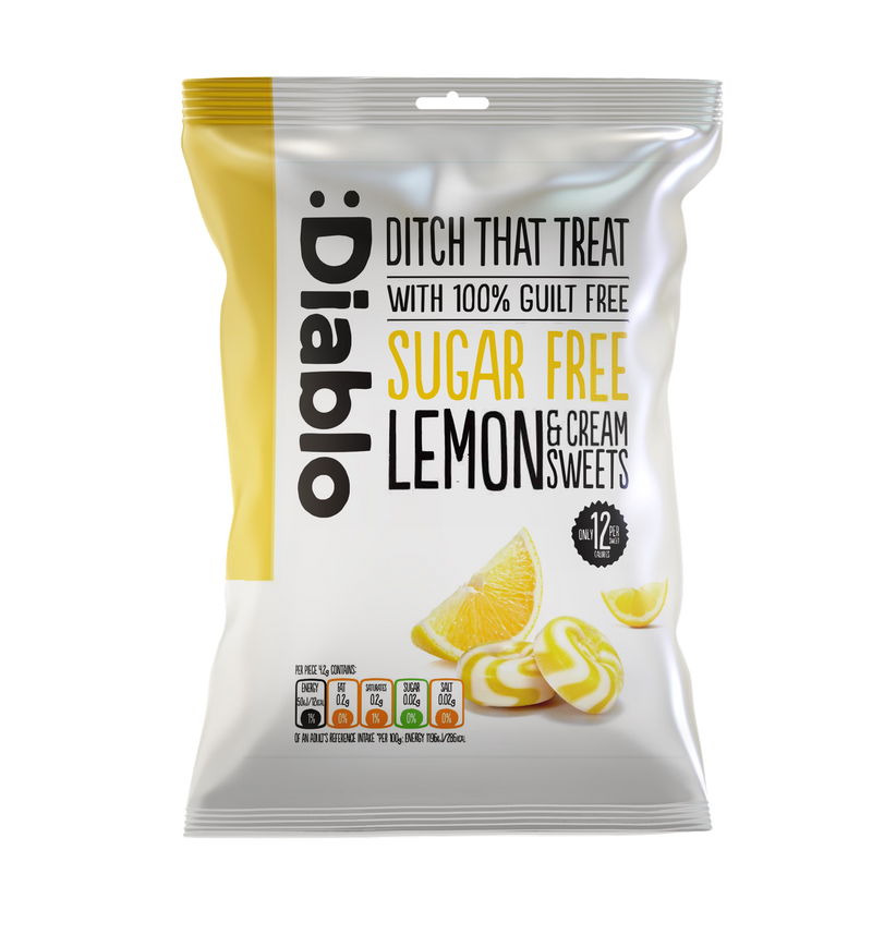 Diablo sugar free lemon and cream sweets 75g, UK version
