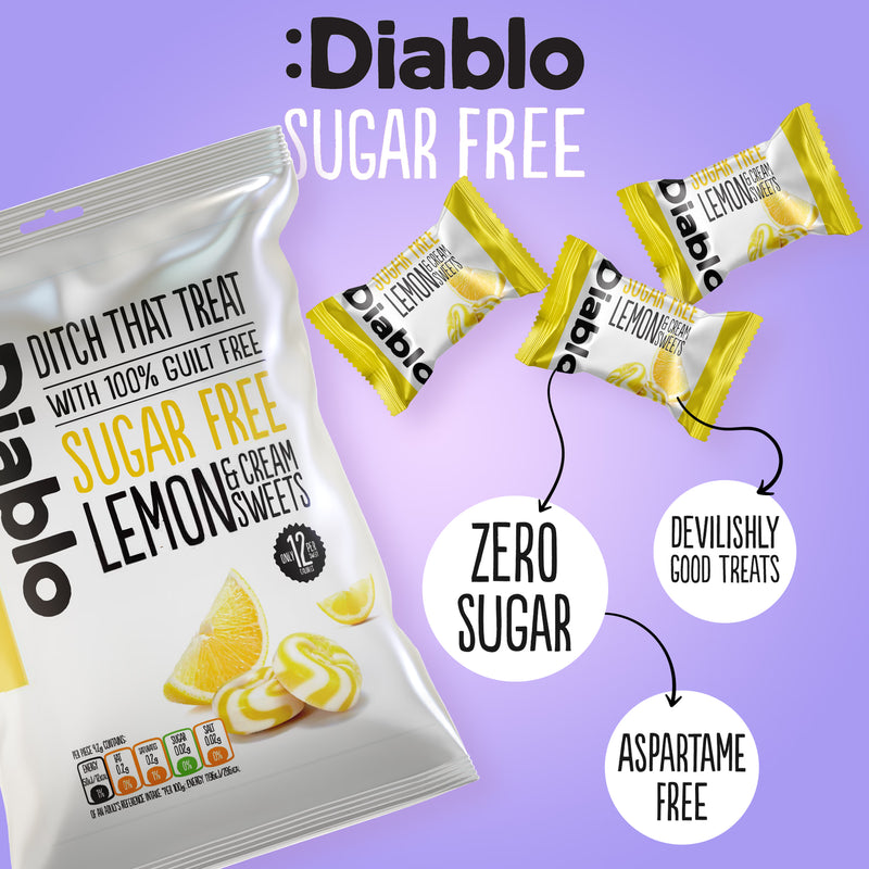 Diablo sugar free lemon and cream sweets 75g, UK version