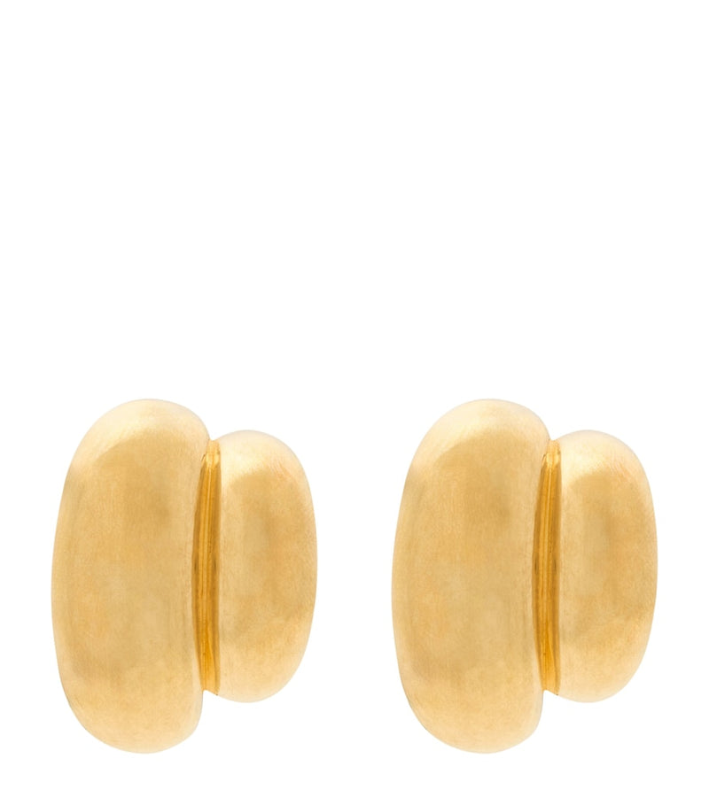Saint Laurent double domed clip-on earrings gold-tone (British brand)
