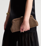 Jimmy Choo Skylar woven rafia clutch bag, imported from the UK