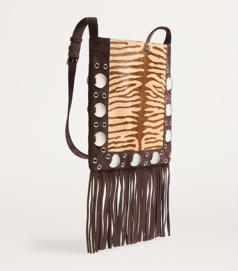 Valentino Garavani Nellcôte cross-body bag zebra print leather, imported from the UK