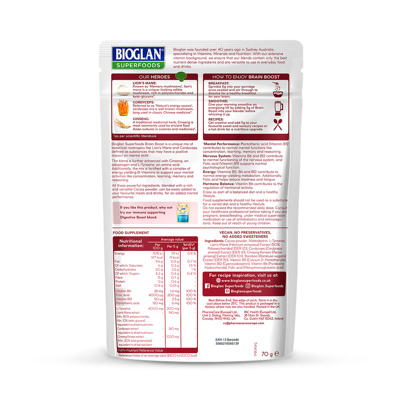 Bioglan Superfoods Brain Boost powder 70g - British product