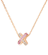 Harrods Chaumet Jeux de Liens Rose Gold Diamond and Pink Sapphire Pendant Necklace- Buy online at McGrocer