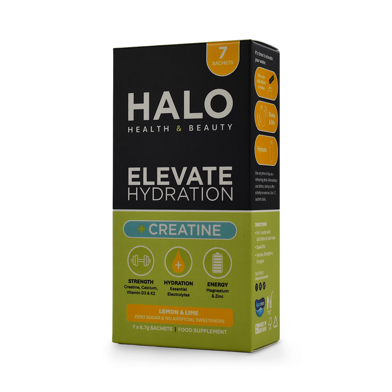 Halo Elevate hydration creatine electrolytes lemon lime 7 sachets (British brand)