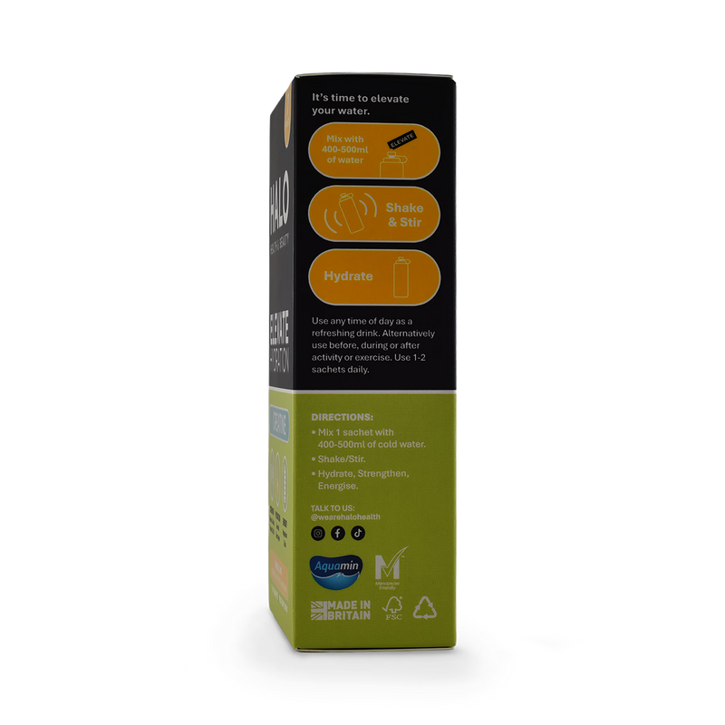 Halo Elevate hydration creatine electrolytes lemon lime 7 sachets (British brand)