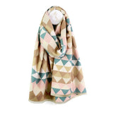Superdrug POM Jacquard Scarf Triangle Beige & Pink Mix 65cm x 180cm- Buy online at McGrocer
