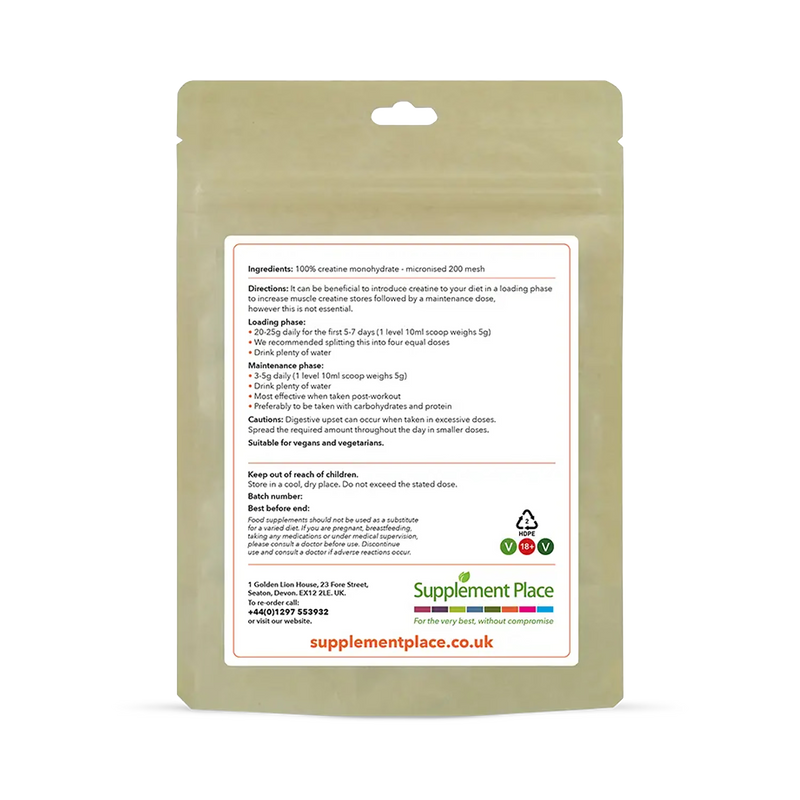 Supplement Place micronised creatine monohydrate powder 500g (British brand)