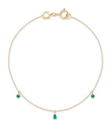 Harrods Astrid & Miyu Yellow Gold and Emerald Pear Charm Bracelet- Buy online at McGrocer