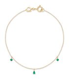 Astrid & Miyu yellow gold emerald charm bracelet, imported from the UK